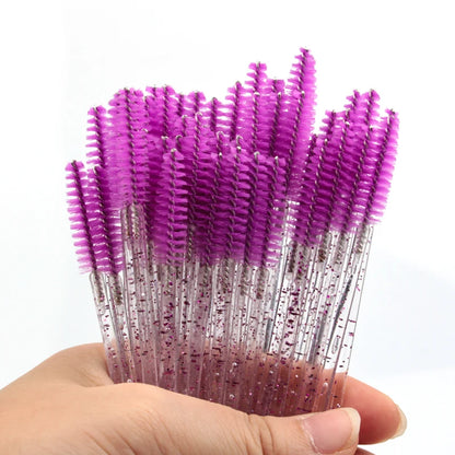 New 5/25/50Pcs Wholesale Crystal Eyelashes Brush Applicator Eyelash Brushes Plastic Mascara Wand Lashes Extension Makeup Beauty