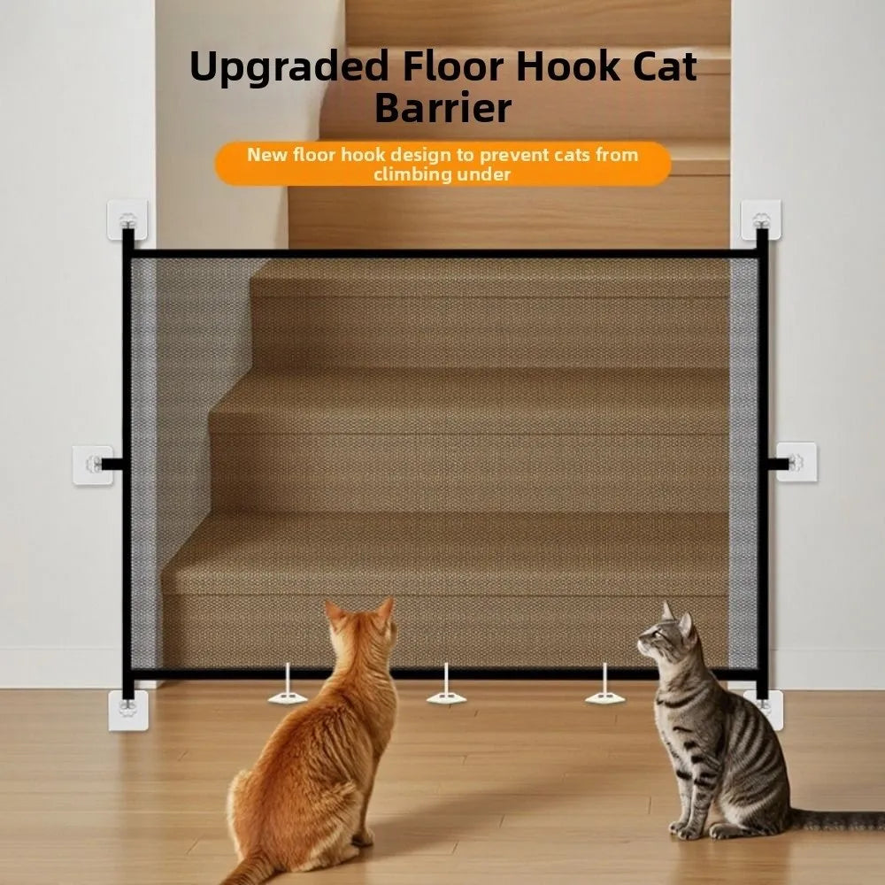 New Portable Retractable Pet Barrier Fences Folding Mesh Pet Safety Gate with Hooks Anti-Escape Dog Isolation Gate Stairs
