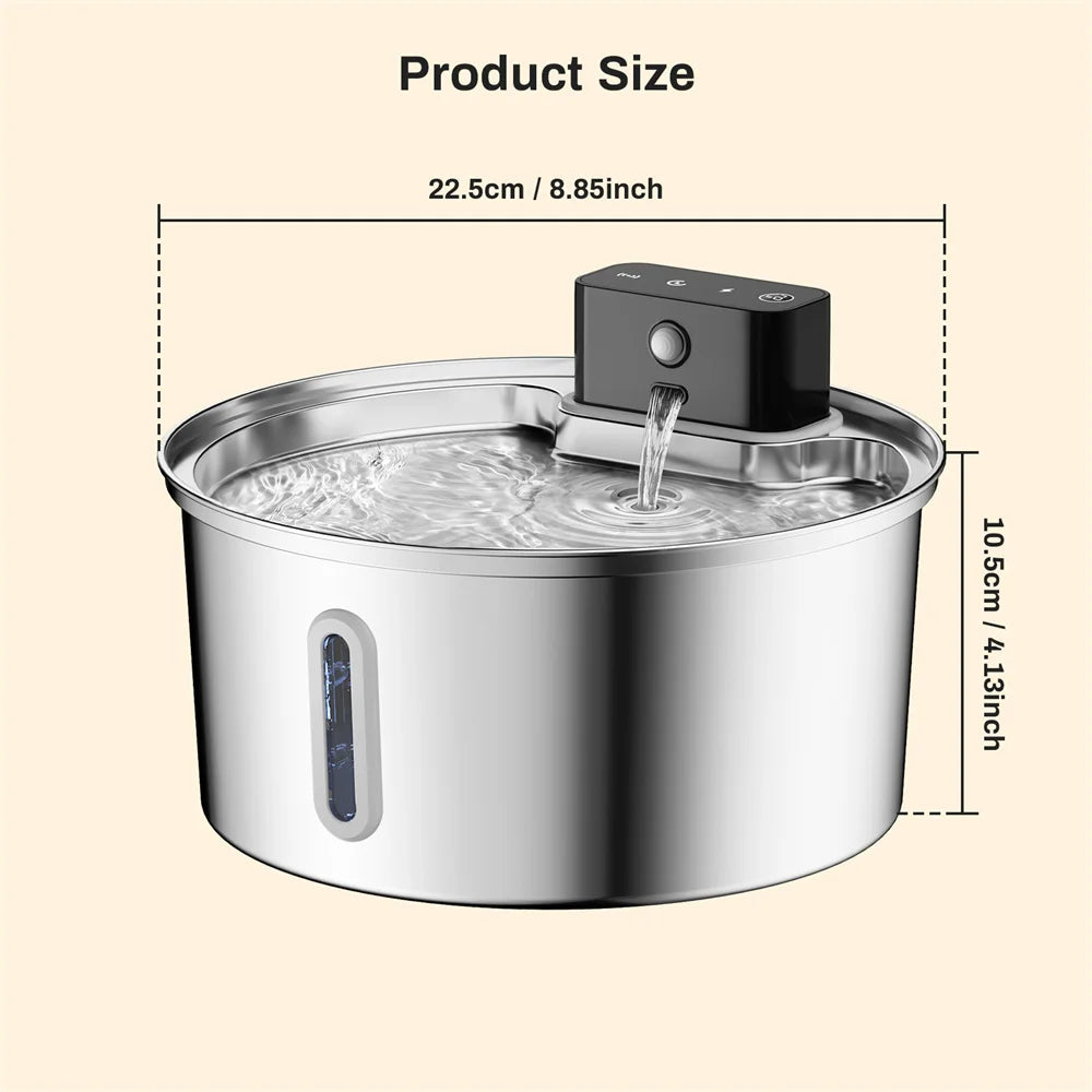 3L 5V USB Stainless Steel Wireless Recharging Sensor Auto Cat Water Drinking Fountain For Cats Dog Drinker Pet Dispenser Bowl