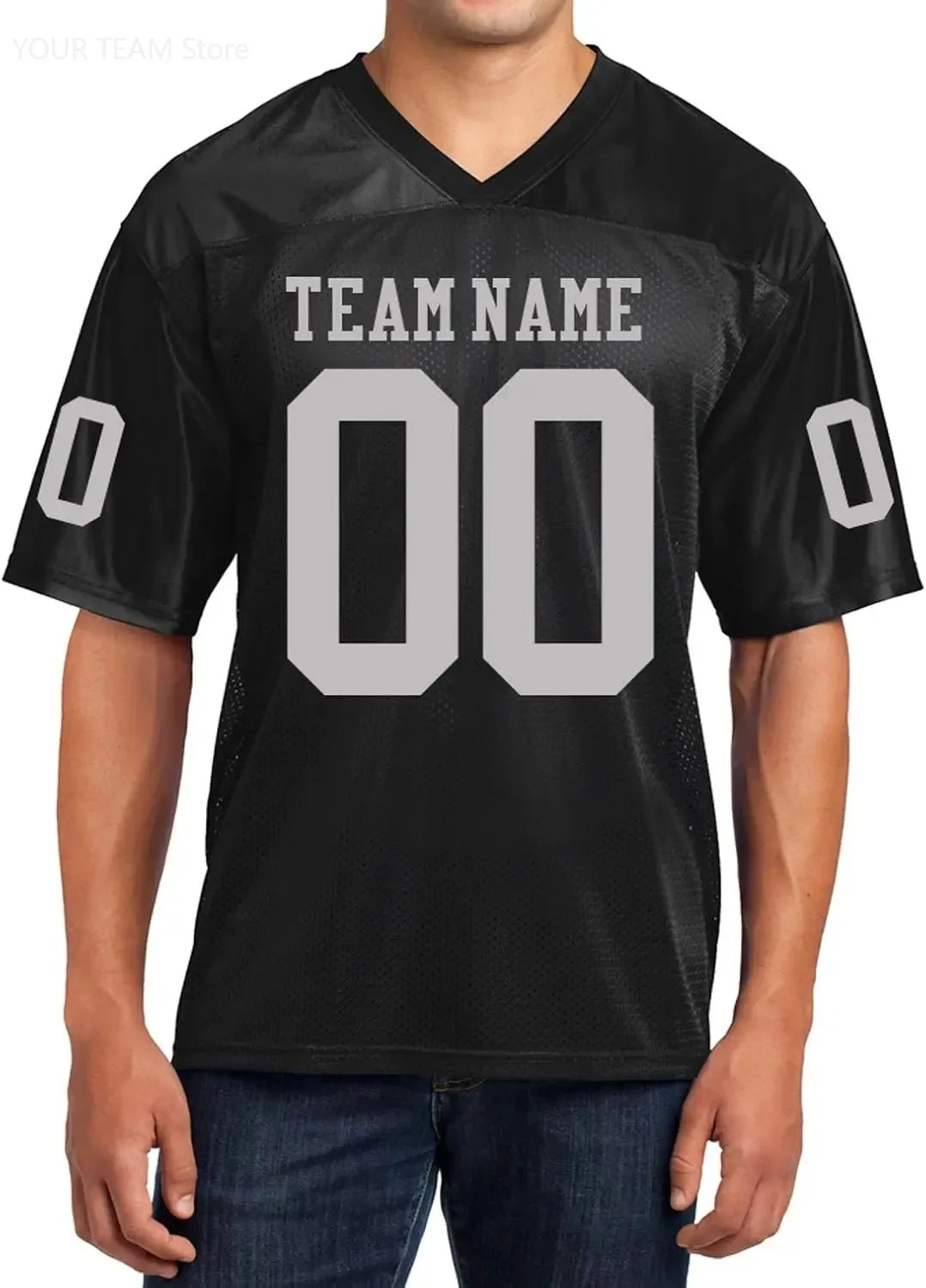 Custom American Football Jersey Green Large V-Neck Unisex Adult Sports Jersey Personalized Team Uniform - Breathable Polyester