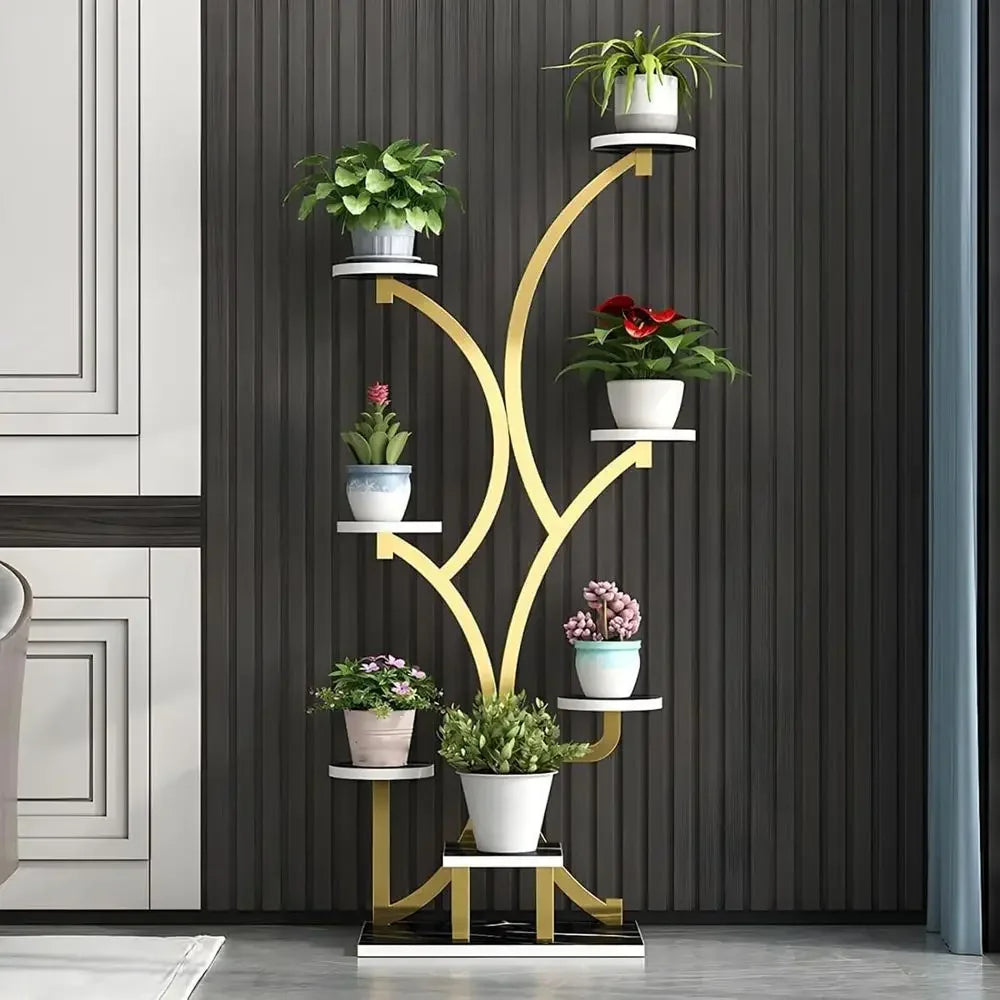 7-Tier Metal Indoor Plant Stand, Tall Ladder-Style Holder for Living Room, Balcony, or Patio (20.5x60, White)