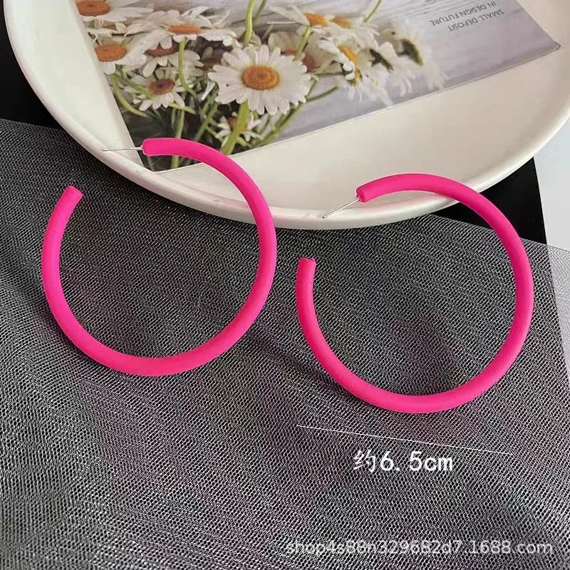 Simple Big Round Star Heart Hoop Earrings For Women Geometric Plastic Exaggerated Earring Hyperbole Trendy Ring Earrings Jewelry