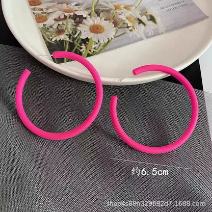 Simple Big Round Star Heart Hoop Earrings For Women Geometric Plastic Exaggerated Earring Hyperbole Trendy Ring Earrings Jewelry