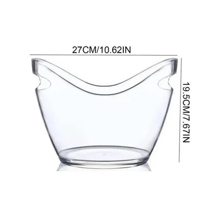 4L Clear Ice Bucket Beverage Tub Handle Cooling Large Ice Bucket for Wine Champagne Bar Supplies for Family Wine Beer Chiller