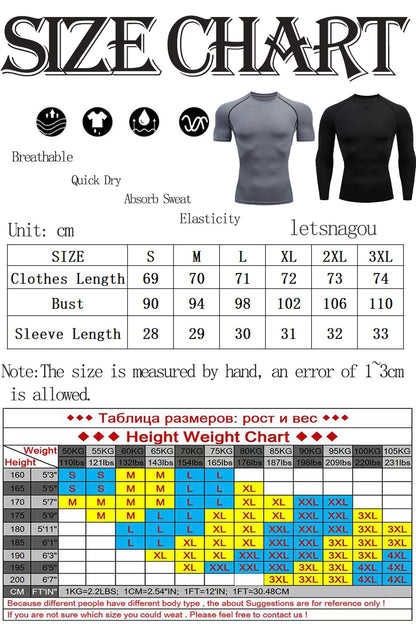 Compression Shirts Men's Rashguard Quick Dry Gym Fitness Shirts Spring Beach Surfing Athletic Sport Running Workout Tops Tees