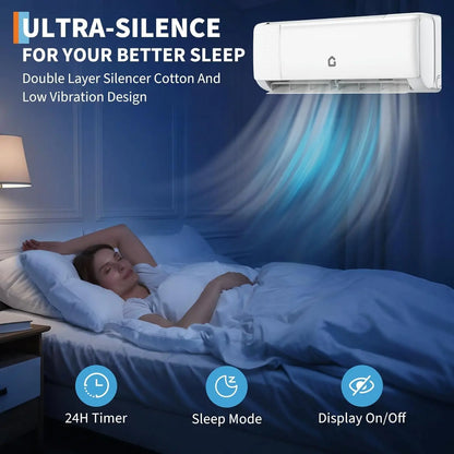 Air Conditioner, 24000 BTU Ductless Mini Split AC, Heating System, 19 SEER2, 208-230v, Cools, Heats 1500 Sq.Ft, Smart, Custom