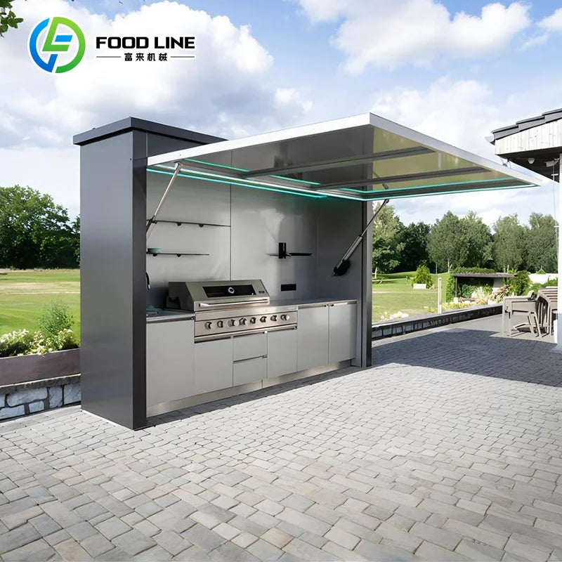 FlipStylez LLC® Lift-Top Outdoor Kitchen Cabinet | Self-Contained Fold-Up BBQ Station with Large Storage