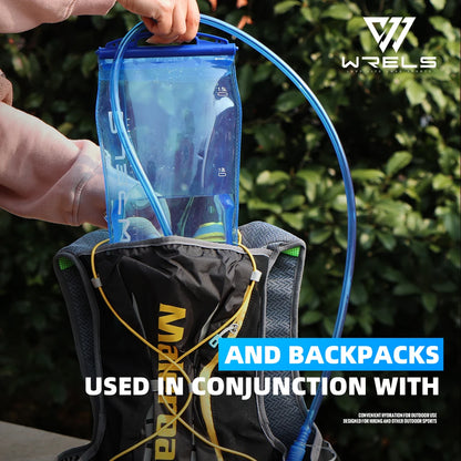 WRELS Foldable Silicone Water Bottle Outdoors Traveling Sport Running Cycling Kettle Water Bottle BPA Free 500ml With Straw