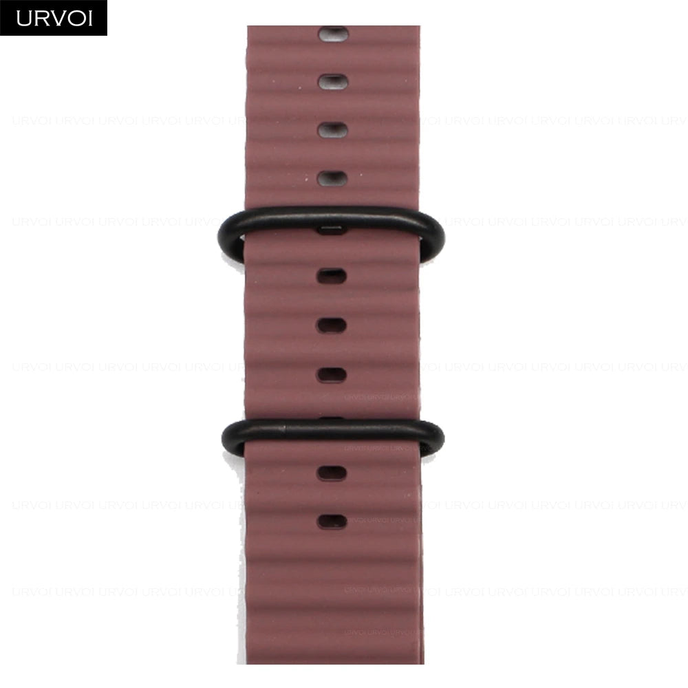 URVOI Ocean Band for Apple Watch Ultra 4 3 2 Strap Series 12 11 10 SE Sport Band for iWatch Silicone Wristband Black Buckle 49mm