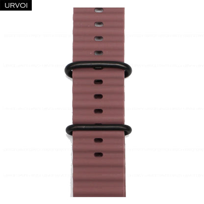 URVOI Ocean Band for Apple Watch Ultra 4 3 2 Strap Series 12 11 10 SE Sport Band for iWatch Silicone Wristband Black Buckle 49mm
