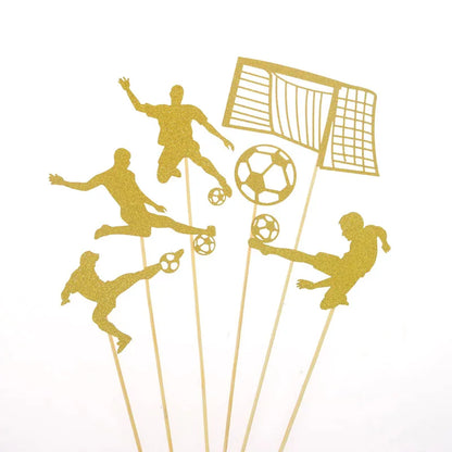 Cake Toppers Glitter DIY Basketball Football Set Cupcake Topper Cake Flags Kids Boys Birthday Wedding Bride Party Baking Decor