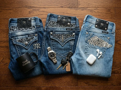 Women Bling Rhinestone Jeans Wings Pocket Embroidered Vintage Y2K Streetwear Hip Hop Dark Wash Cargo Denim Pants Fashion Trouser
