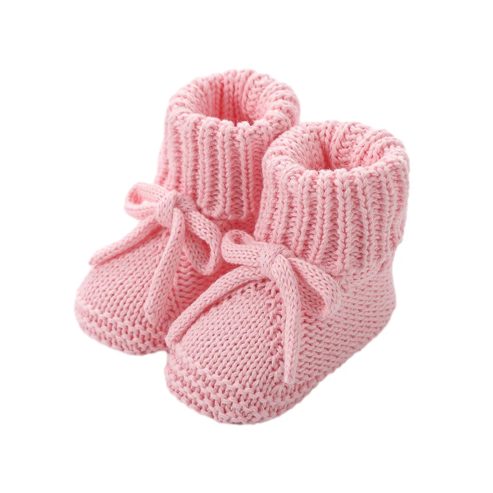 Baby Shoes Knitted Infant Child Bed Footwear 0-12M Cute Turn-down Breathable Newborn Boys Girls Walk Boots Fashion Solid Bandage