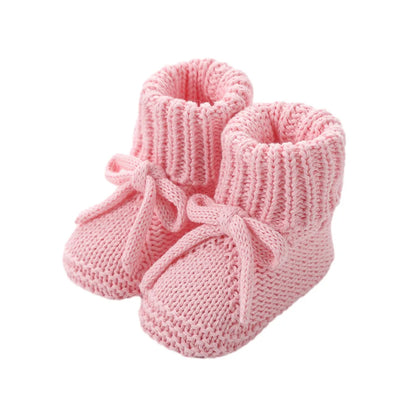 Baby Shoes Knitted Infant Child Bed Footwear 0-12M Cute Turn-down Breathable Newborn Boys Girls Walk Boots Fashion Solid Bandage