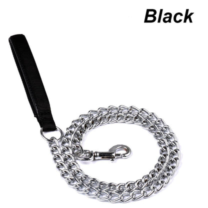 Anti-bite Iron Chain Bar 120CM Metal Dog Chain Dog Chain Leash Metal Training Pet Leash with Soft Handle for Medium Large Dogs