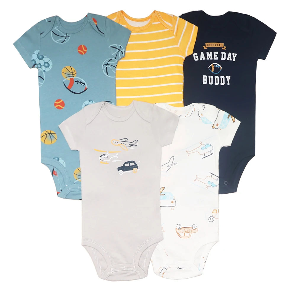 Newborn Boys Romper 2024 New Summer Cotton Baby Jumpsuit Infant Soft Baby 5 pieces Cartoon Baby Boy Clothes 0 to 24 Months