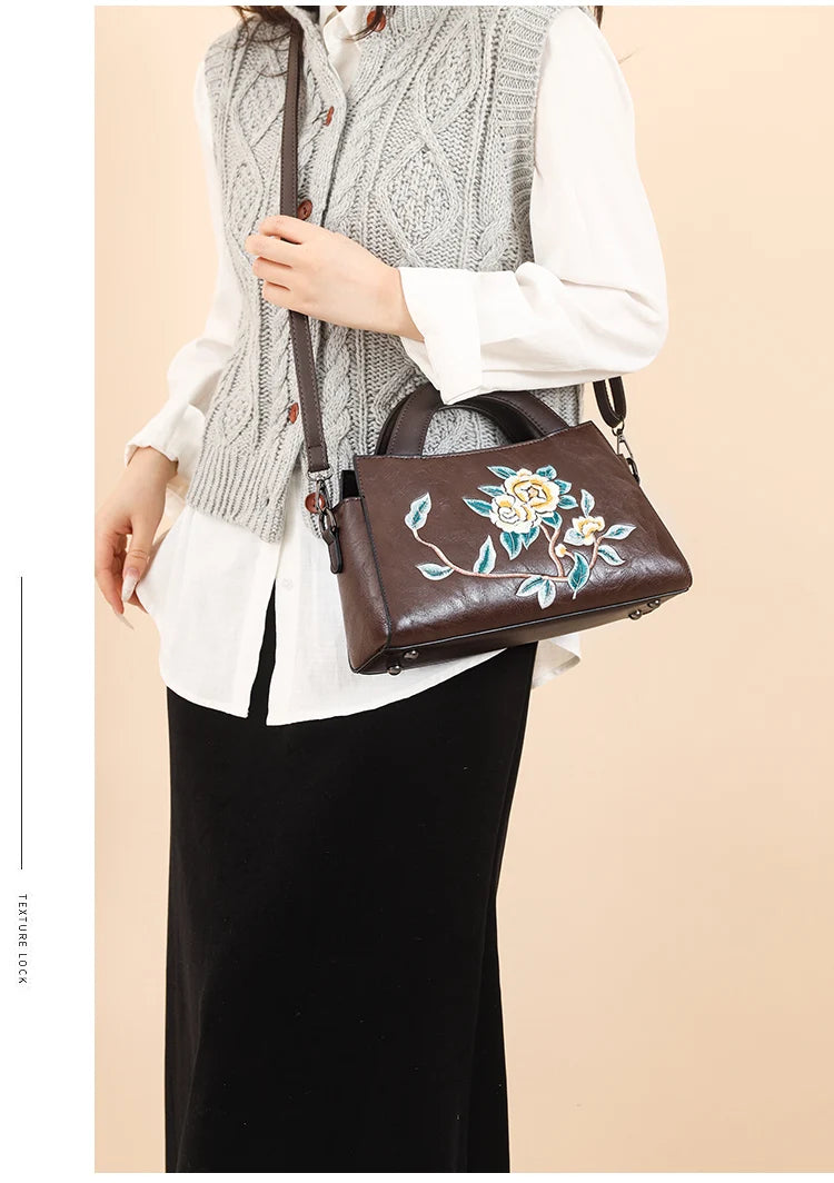 Luxury Designer Handbag Women Embroidered Shoulder Bag High-quality PU Diagonal Cross Bag Holiday Gift Office Handbag Handtasche