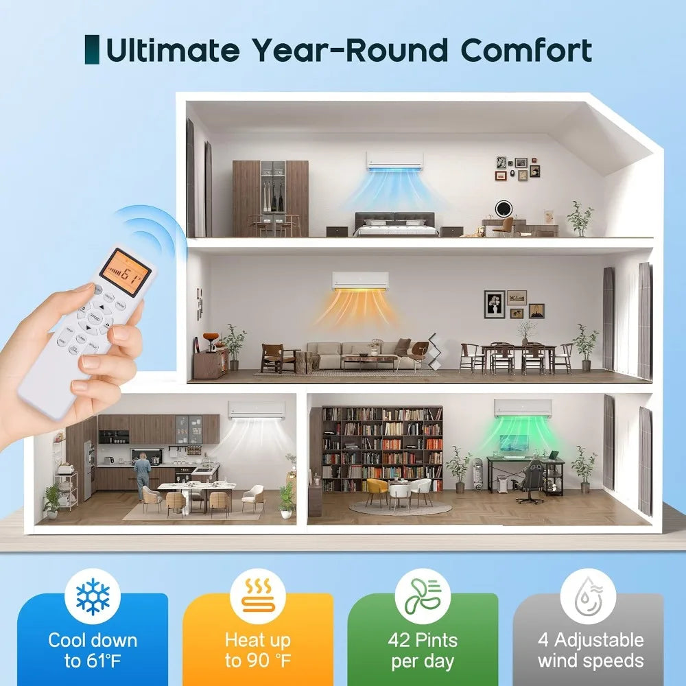 Easy DIY Series 12000 BTU Mini Split AC Heat Pump,18 SEER2 115V,Pre-Wired Indoor & Vacuum-Free Outdoor Unit,Custom
