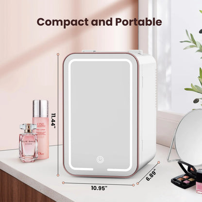 Mini Fridge for Bedroom Skincare Fridge 6L/8 Cans Small Refrigerator Compact Refrigerator 110V AC/12V DC Portable Cooler and Warmer for Skin Care, Makeup and Cosmetics