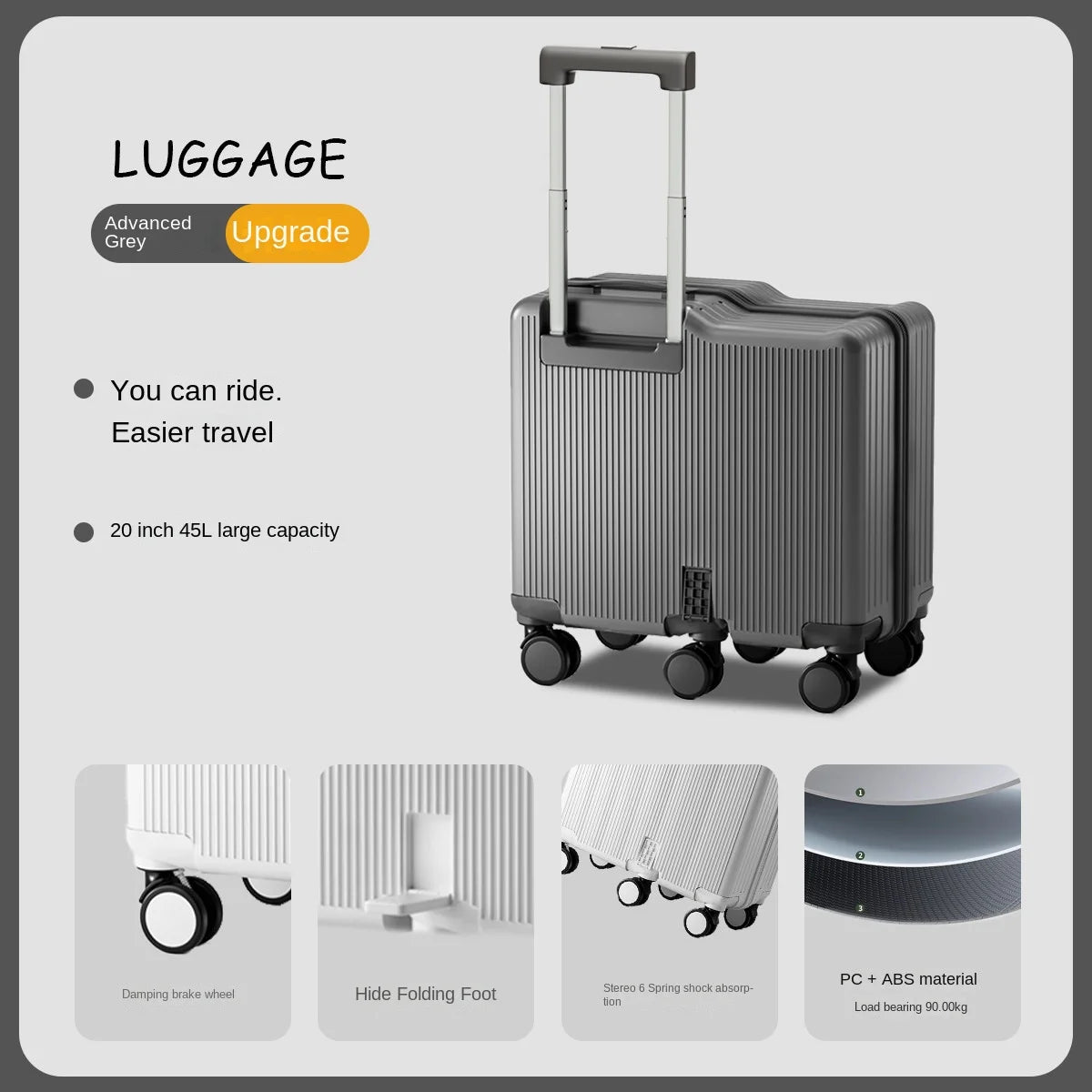 Children Luggage Suitcase for Boys and Girls Ride-On for Airplanes 20-inch Carry-On Suitcase Combination Lock Short Trip Family