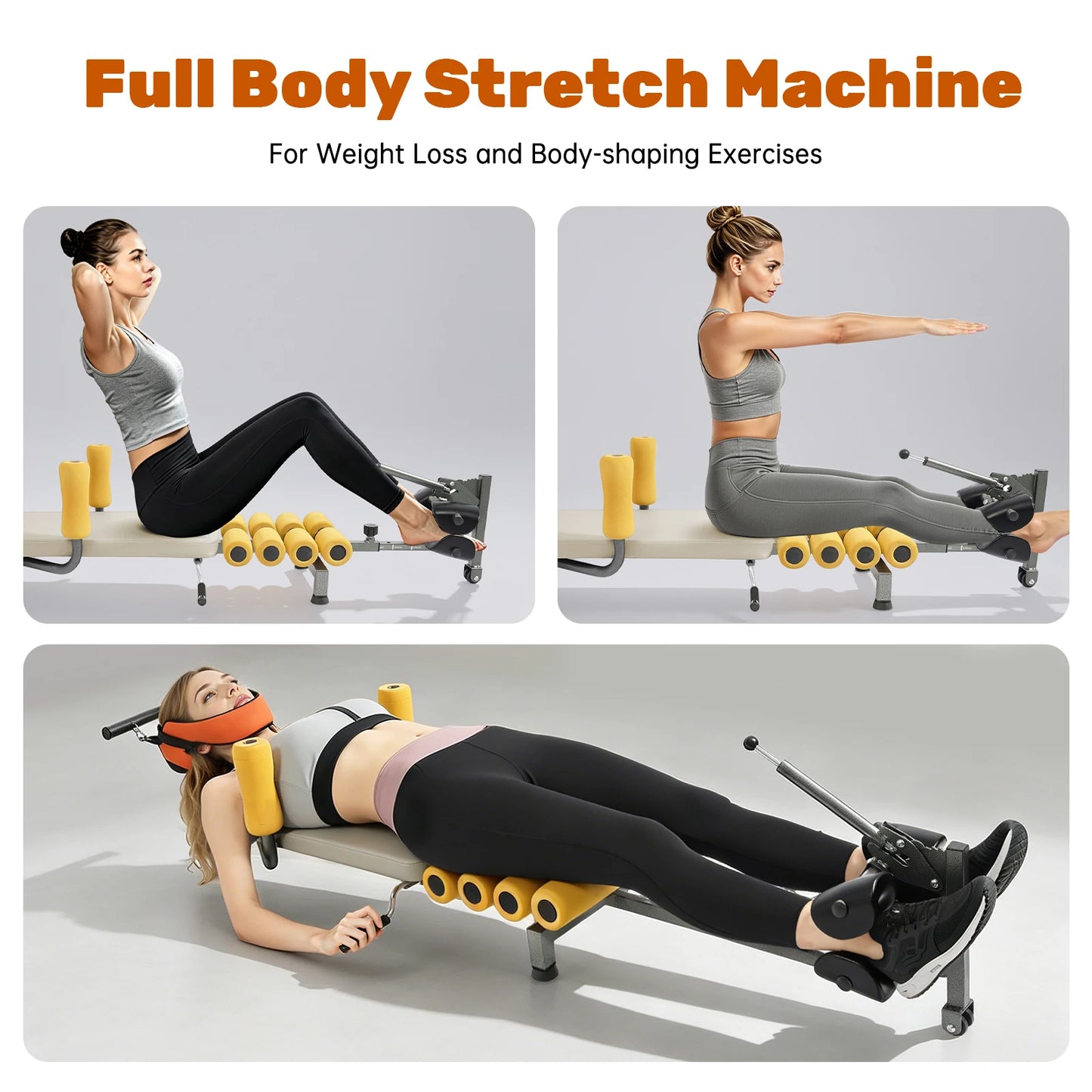 Back Stretcher Traction Bed 330lbs Capacity Adjustable Length Cervical Lumbar Spine Stretcher for Home Office