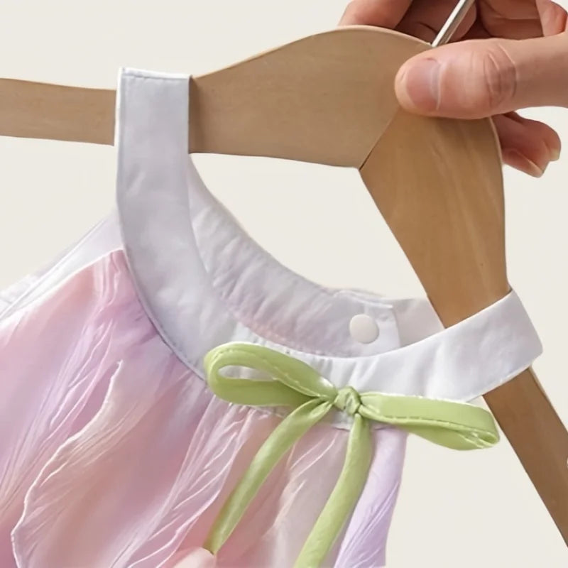 Adorable 0-24M Baby Girls Tulip Decor Bodysuit Summer Halter Sling Princess Romper Dress Soft Breathable Newborn Girls Onesie