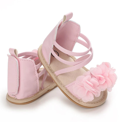 Summer 2026 Western Style Baby Korean Version Flower Princess Shoes Pink Open Toed Baby Girl Sandals
