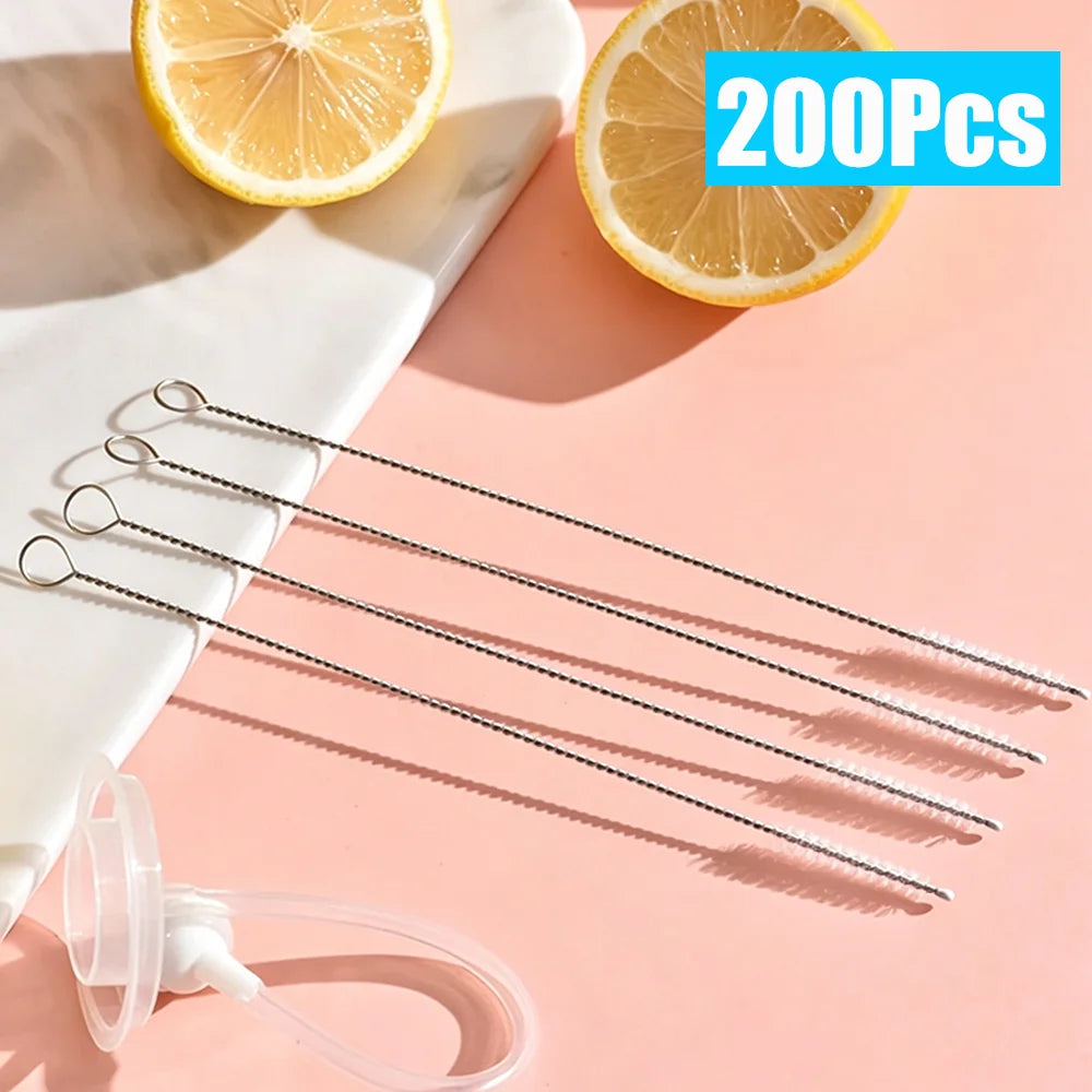 500-1Pcs Drinking Straw Cleaning Brush Reusable Pipe Cleaner Nylon Stainless Steel Straw Cleaning Brush for Baby Cup Bottles