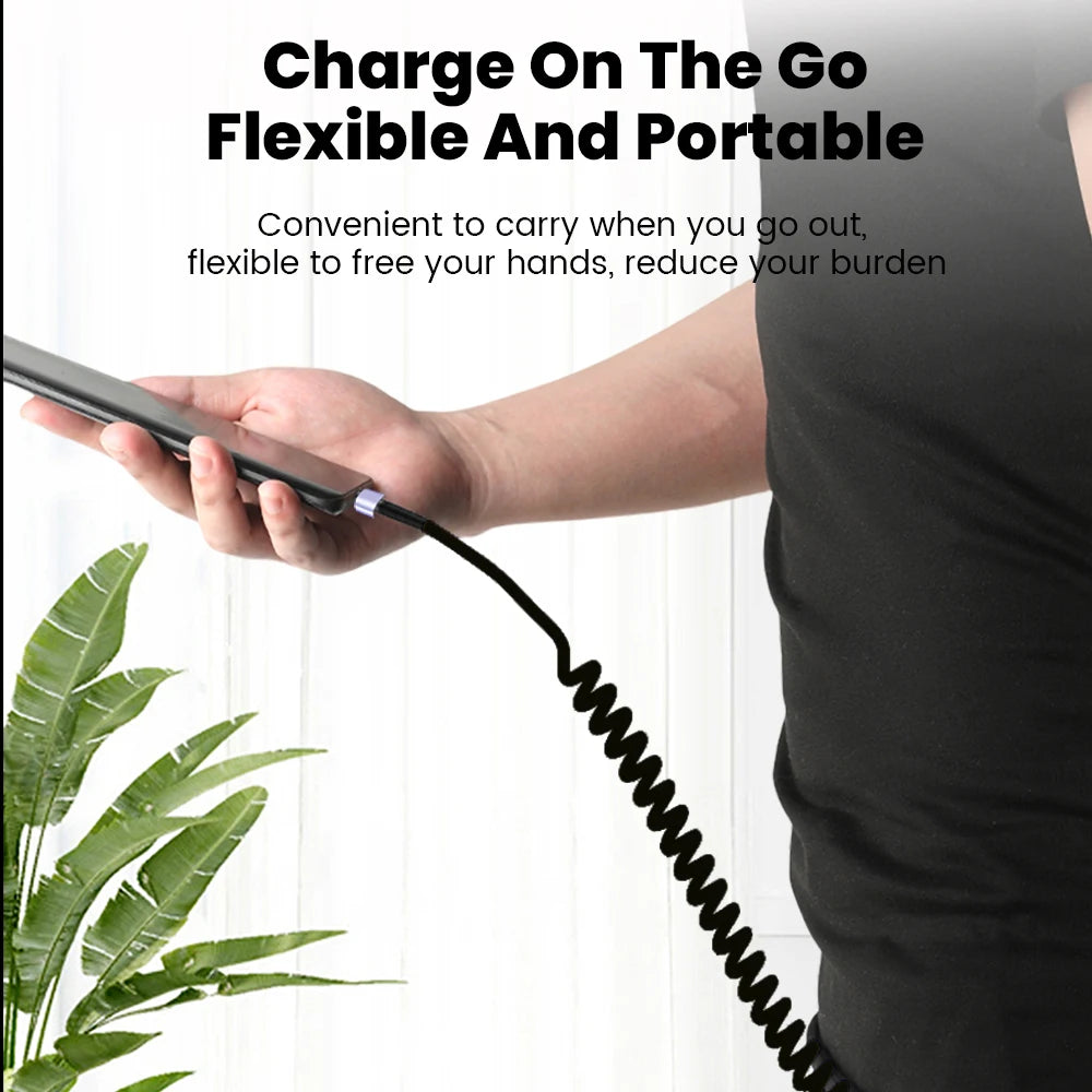 66W 100W Type C TO Type C Cable For iPhone 15 Huawei Xiaomi Samsung Car Spring Cable 6A Short Fast Charging USB C Cable