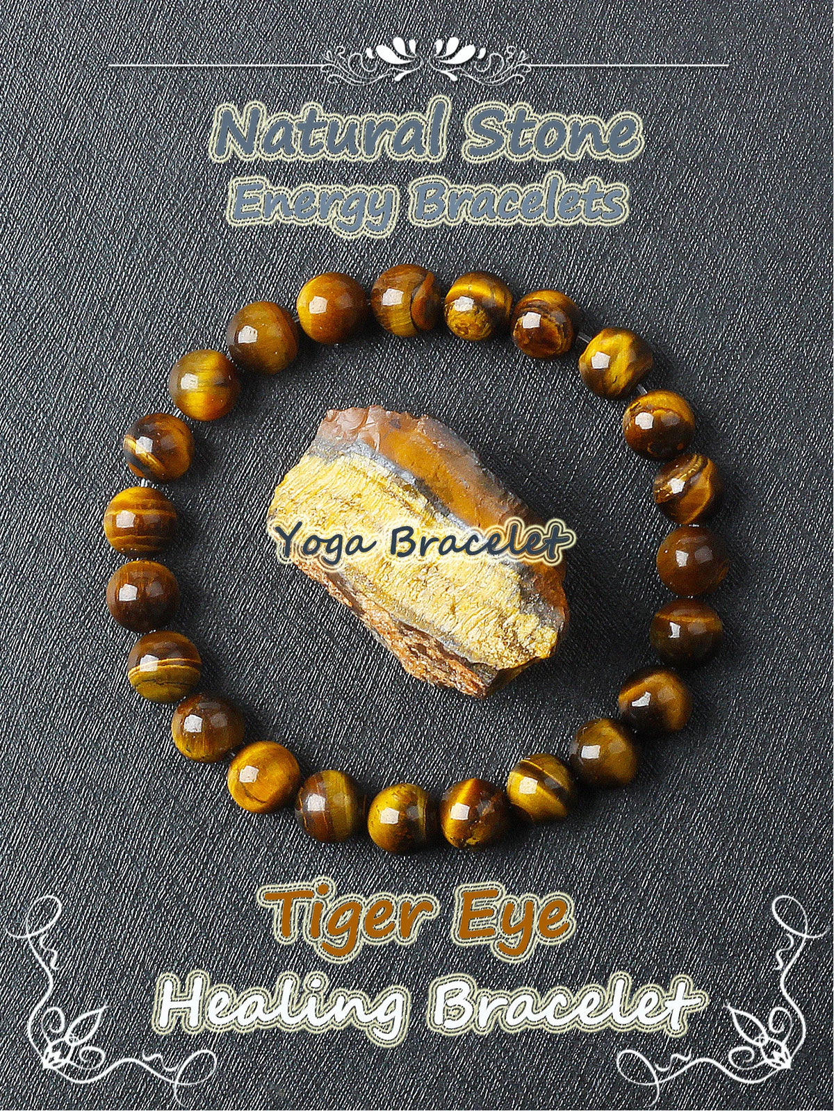 Original Natural Stone Beads Bracelet Men Women Reiki Blue Apatite Lapis Lazuli Amethyst Yellow Tiger Eye Beads Bracelet Jewelry