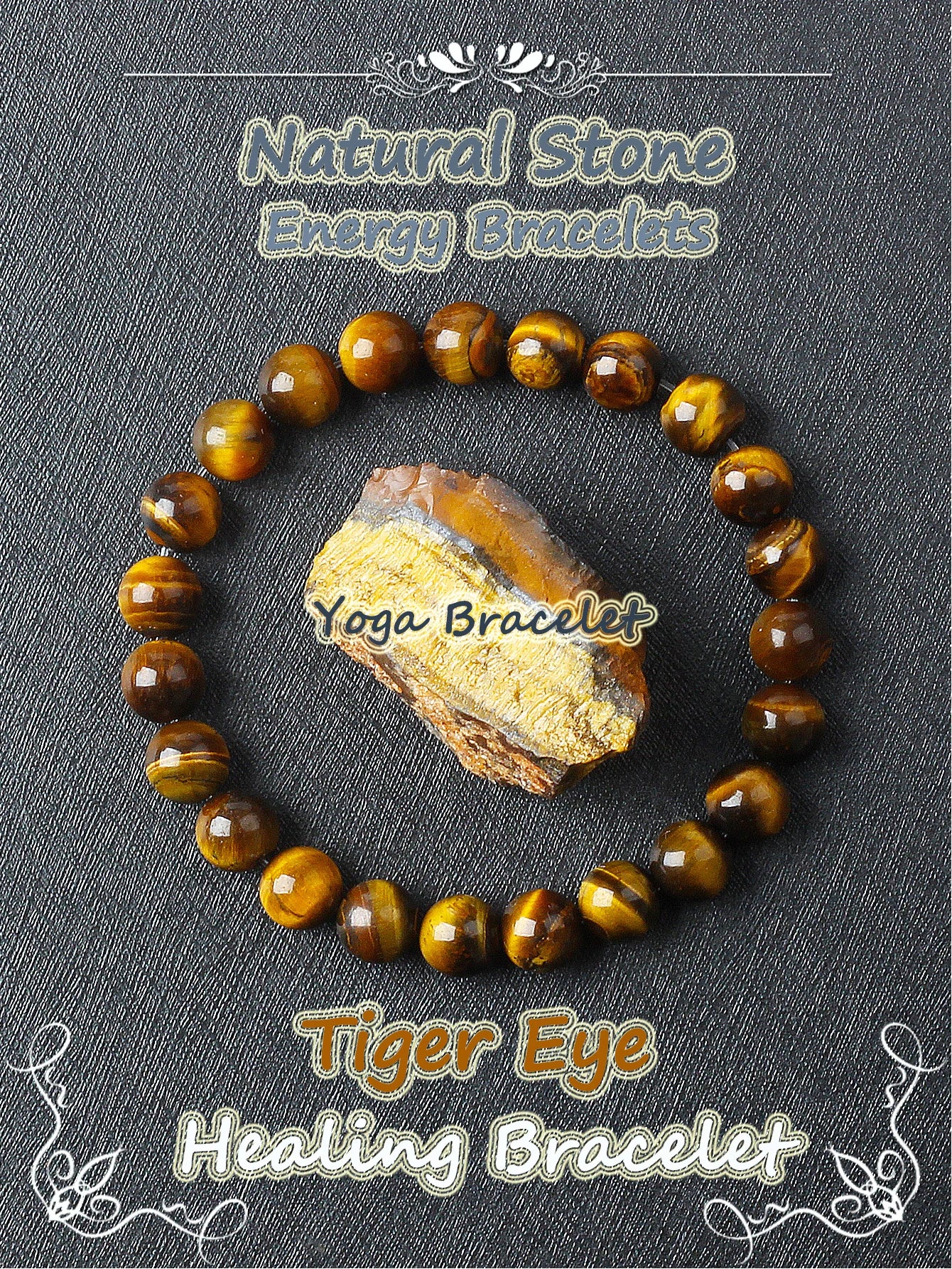 Original Natural Stone Beads Bracelet Men Women Reiki Blue Apatite Lapis Lazuli Amethyst Yellow Tiger Eye Beads Bracelet Jewelry