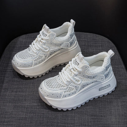 GKTINOO Hollow Sandals Rhinestones Fashion Lightweight Luxury Women Chunky Sneakers Female Summer Height Increasing Ladies Shoes
