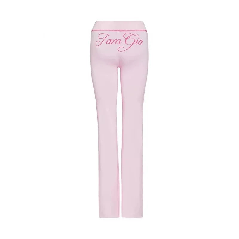 Gia Straight Shoulder Slim Letter Print Slim Hooded Zipper Short Jacket Sports Casual Pants Set