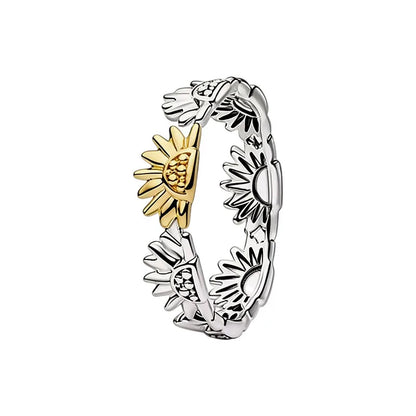 2026 Summer New 925 Silver Ocean Wave Ring Flower Love Women's Ring Fashion DIY Jewelry Gift