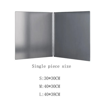 Stainless Steel Oil Splatter Guard Windproof Foldable Anti Splatter Shield 2 Sheet Silver Splash Proof Baffle Outdoor