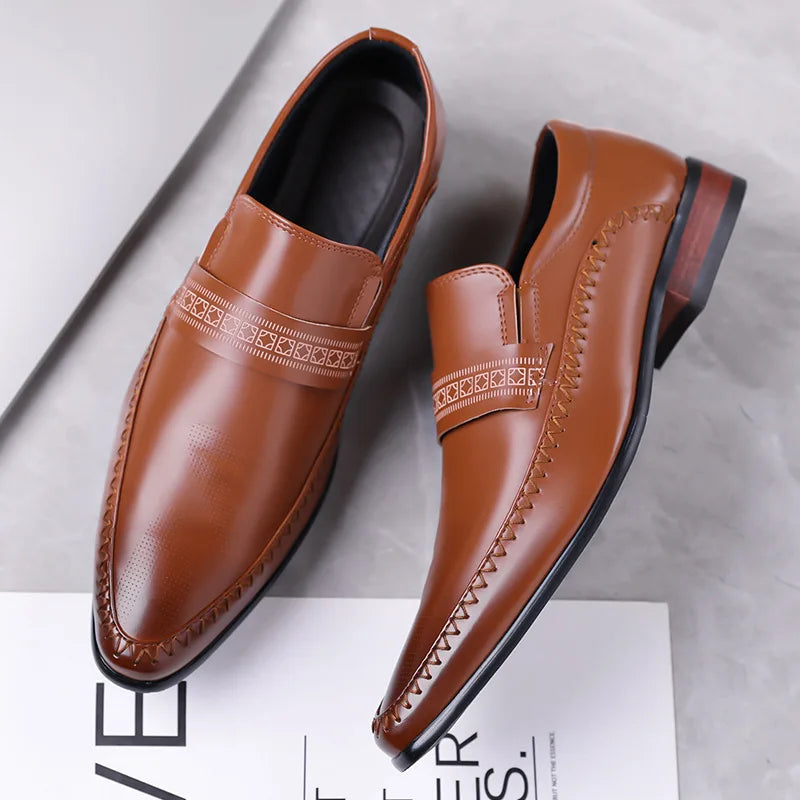 Spring Autumn Business Casual Shoes for Men Solid Color New Designer Men's Dress Shoes British Pointed Toe Leather Shoe Man