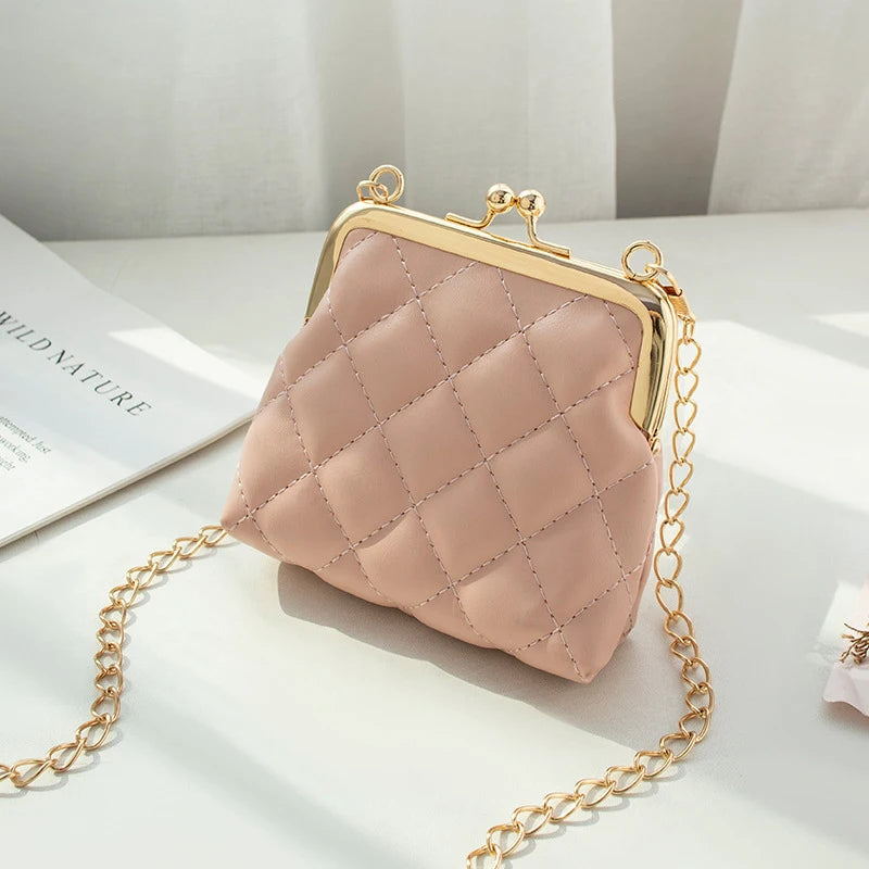 Fashion Single Shoulder Bag Diamond Lattice Embroidery Messenger Bag For Women Female Keys Coin Purse PU Mini Handbag