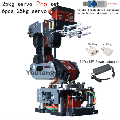 6 DOF Robotic Arm with Claw Clamp Gripper Kit Compatible 20Kg Servo for Arduino Robot DIY Kit Android App Programmable Robot Arm