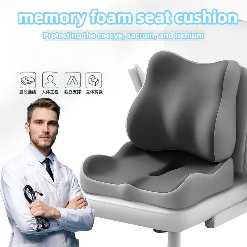 Memory Foam Seat Cushion Tailbone Sciatica Back Pain Relief Comfort Office Chair Car Seat Cushion Non-Slip Orthopedic MemoryFoam