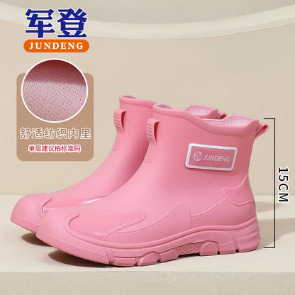 Women's Rain Boots Fashionable Summer Short Tube Rain Boots Adult Wear Gardening Work Water Shoes Rainy Season Commuting Shoes
