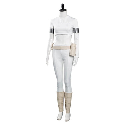 Padme Cosplay Amidala Fantasia Costume White Uniform Cloak Belt Movie Space Battle Disguise for Women Halloween Carnival Suit