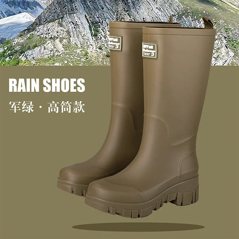 Fashionable Rain Boots for Women Thick Soles Versatile Korean Version Non-slip Wear-resistant, Casual Adult Outdoor Rubber Shoes