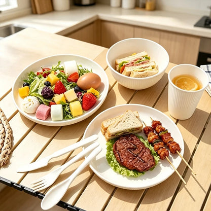 7pcs Tableware Set Is a Non-Fragile and Reusable Plate, Bowl and Cup Camping Family Kitchen Utensils.