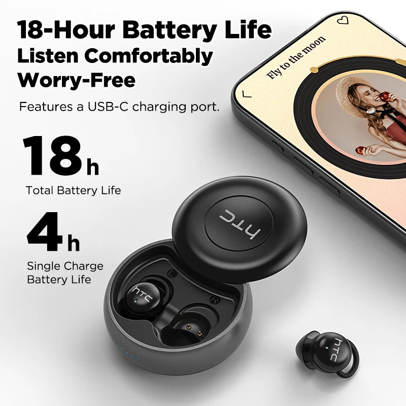 HTC Original Sleep Aid Earbuds Wireless NE91 Bluetooth Earphones Noise Reduction Headphones Long Battery Life Fit Side Sleeper