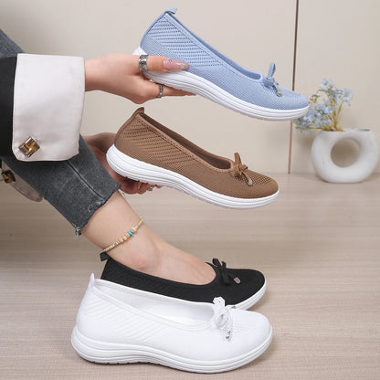 Women's Bow Slip-On Flats | Round-Toe EVA-Insole Shoes | Everyday Casual Wear