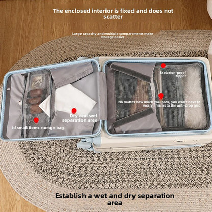 Baby Mother Travel Suitcase Children Can Sit and Ride Luggage with Cup Holder Trolley Case Lazy Walking Boarding Suitcases