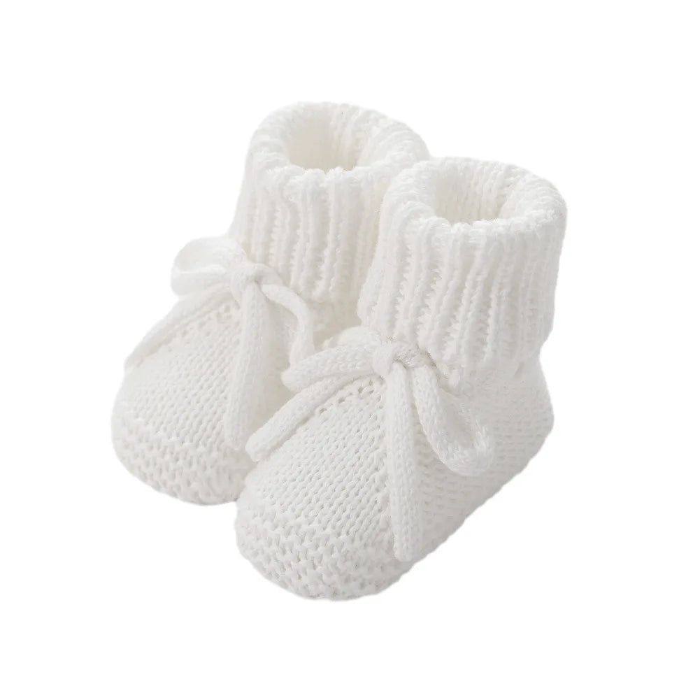 Baby Shoes Knitted Infant Child Bed Footwear 0-12M Cute Turn-down Breathable Newborn Boys Girls Walk Boots Fashion Solid Bandage