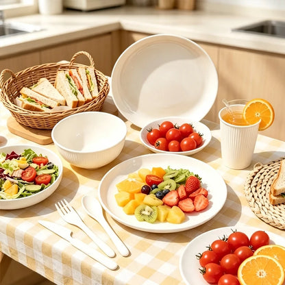 7pcs Tableware Set Is a Non-Fragile and Reusable Plate, Bowl and Cup Camping Family Kitchen Utensils.