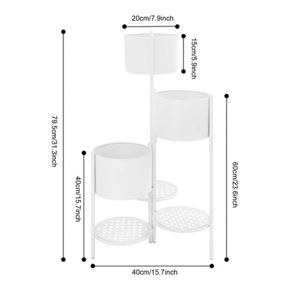 Corner Plant Stand 3-Tier, Nordic Iron Flower Pot Holder with Foldable Design, Space-Saving Ladder Plant Shelf for Indoor Outdoor, White