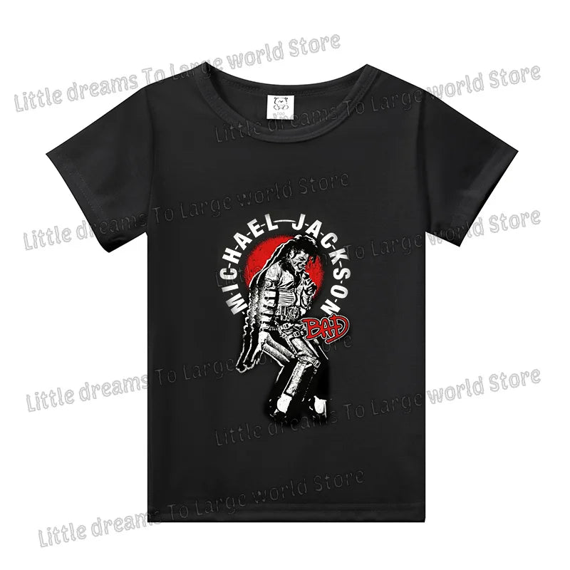 Michael Jackson T-shirt Children Clothing Singer Printed Cotton Tops Boy Girl MJ Summer Tee Shirts Casual Clothes Birthday Gift